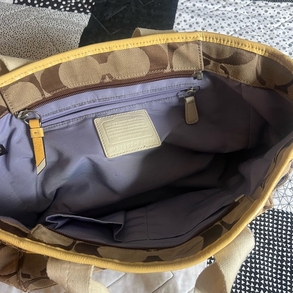 Coach Brown and Yellow Shoulder Bag - Picture 3 of 3